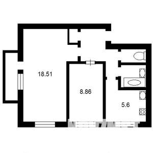 2-к квартира, на длительный срок, 43м2, 4/5 этаж