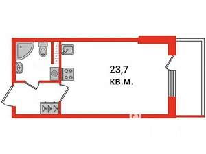 Студия квартира, на длительный срок, 24м2, 3/9 этаж