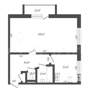 1-к квартира, на длительный срок, 33м2, 4/5 этаж