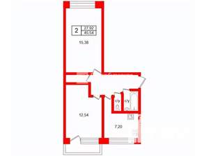 2-к квартира, на длительный срок, 46м2, 2/5 этаж