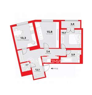 2-к квартира, на длительный срок, 72м2, 14/14 этаж