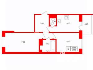 2-к квартира, на длительный срок, 59м2, 6/12 этаж