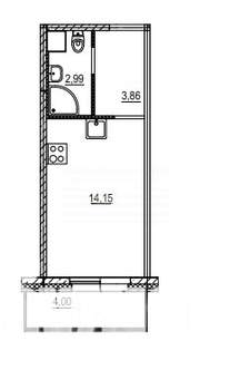 Студия квартира, на длительный срок, 22м2, 7/25 этаж