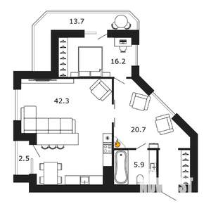 2-к квартира, на длительный срок, 85м2, 9/16 этаж