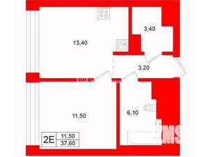 1-к квартира, на длительный срок, 38м2, 13/20 этаж