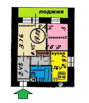 2-к квартира, на длительный срок, 36м2, 3/9 этаж
