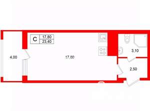Студия квартира, на длительный срок, 23м2, 4/15 этаж