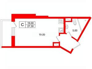 Студия квартира, на длительный срок, 27м2, 20/25 этаж