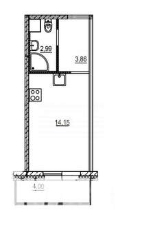 Студия квартира, на длительный срок, 22м2, 7/25 этаж
