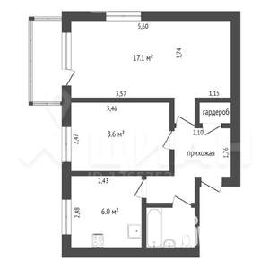 2-к квартира, на длительный срок, 42м2, 2/5 этаж