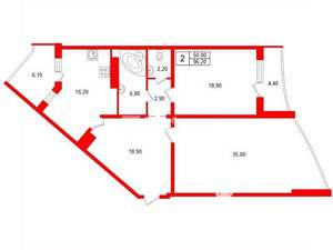 2-к квартира, на длительный срок, 96м2, 12/21 этаж