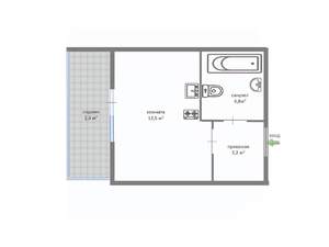 Студия квартира, на длительный срок, 22м2, 4/8 этаж