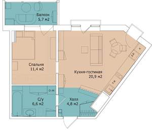 1-к квартира, на длительный срок, 47м2, 15/15 этаж
