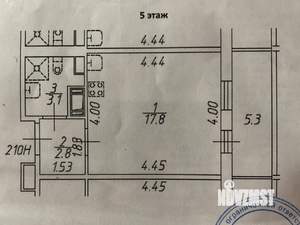 Студия квартира, на длительный срок, 24м2, 5/12 этаж