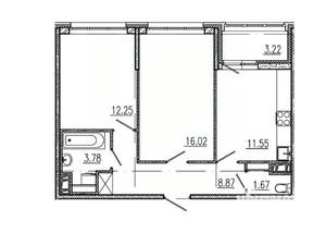 2-к квартира, на длительный срок, 54м2, 4/11 этаж