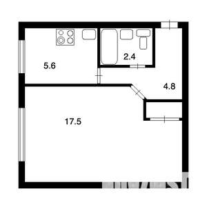 1-к квартира, на длительный срок, 30м2, 3/5 этаж