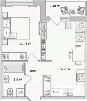 1-к квартира, на длительный срок, 37м2, 3/15 этаж