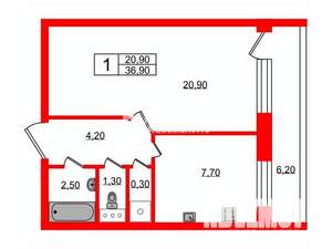 1-к квартира, на длительный срок, 37м2, 14/16 этаж