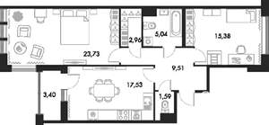 2-к квартира, на длительный срок, 78м2, 3/8 этаж