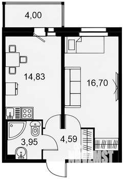 1-к квартира, на длительный срок, 43м2, 14/17 этаж