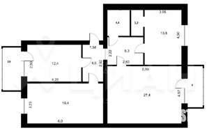 3-к квартира, на длительный срок, 80м2, 4/14 этаж