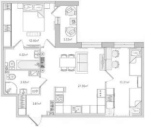 2-к квартира, на длительный срок, 62м2, 4/11 этаж