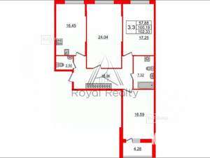 3-к квартира, на длительный срок, 102м2, 2/9 этаж