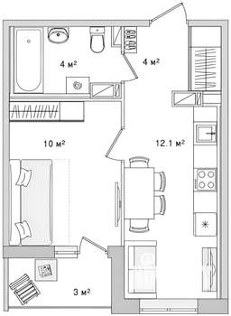 1-к квартира, на длительный срок, 35м2, 6/10 этаж