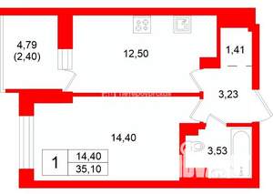 1-к квартира, на длительный срок, 35м2, 15/15 этаж