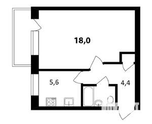 1-к квартира, на длительный срок, 31м2, 4/4 этаж