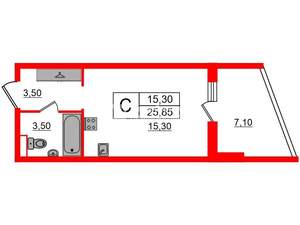 Студия квартира, на длительный срок, 26м2, 5/33 этаж