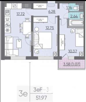 2-к квартира, на длительный срок, 50м2, 8/13 этаж