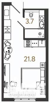 Студия квартира, на длительный срок, 26м2, 12/16 этаж