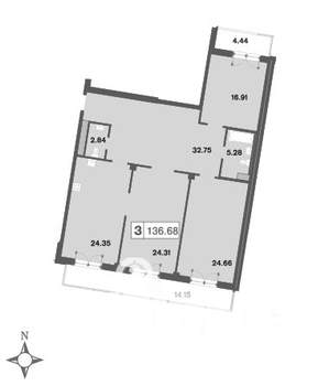 3-к квартира, на длительный срок, 136м2, 6/14 этаж