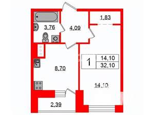 1-к квартира, на длительный срок, 32м2, 3/24 этаж