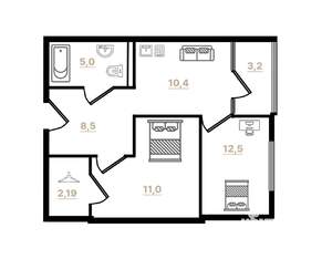 1-к квартира, на длительный срок, 51м2, 16/17 этаж