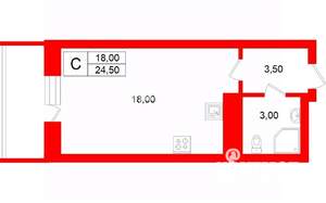 Студия квартира, на длительный срок, 25м2, 12/12 этаж