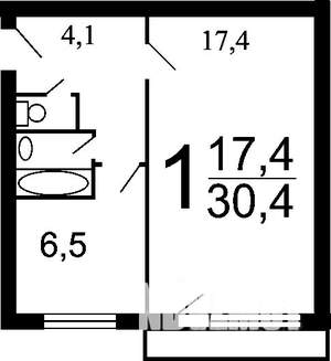 1-к квартира, на длительный срок, 31м2, 2/5 этаж