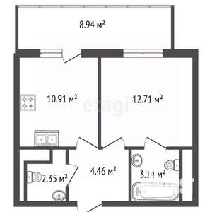 1-к квартира, на длительный срок, 36м2, 4/8 этаж