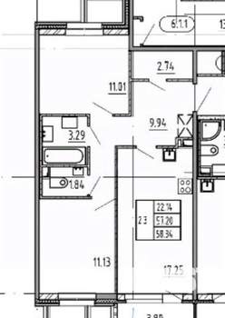 2-к квартира, на длительный срок, 57м2, 1/4 этаж