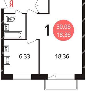1-к квартира, на длительный срок, 30м2, 3/5 этаж