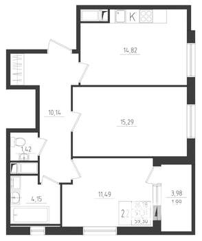 2-к квартира, вторичка, 59м2, 5/8 этаж