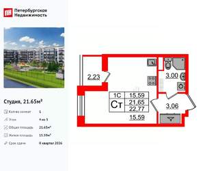 Студия квартира, вторичка, 22м2, 4/5 этаж