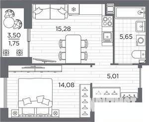1-к квартира, вторичка, 42м2, 13/25 этаж
