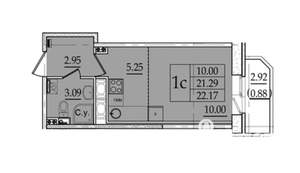 Студия квартира, вторичка, 22м2, 23/23 этаж