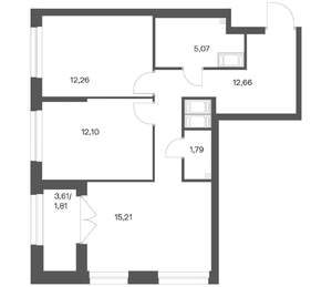 2-к квартира, вторичка, 61м2, 21/24 этаж