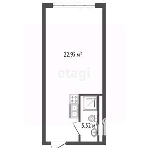 Студия квартира, вторичка, 26м2, 11/19 этаж