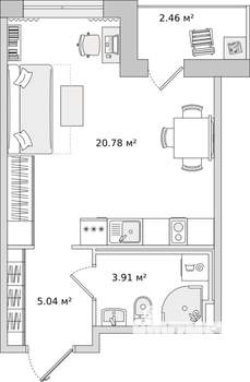 Студия квартира, сданный дом, 29м2, 10/15 этаж