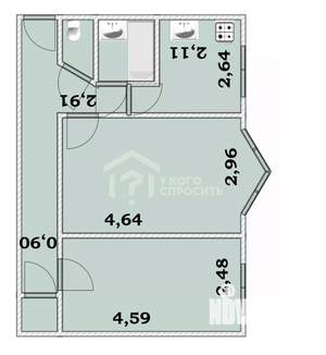 2-к квартира, вторичка, 45м2, 5/5 этаж