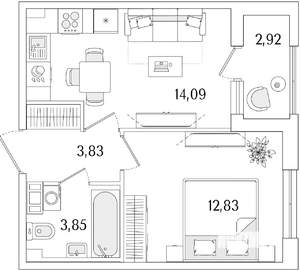 1-к квартира, вторичка, 36м2, 9/13 этаж